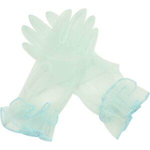 Women's Turquoise Ruffled Tulle Mesh Evening Short Gloves Wedding Party Prom